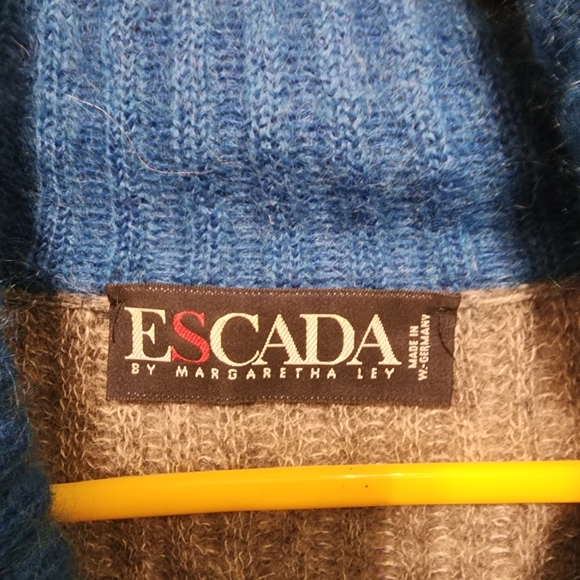 Escada Vintage Mohair Blend Gray Blue Size 38 Sweater Made W. Germany Rib Stitch - Picture 4 of 4